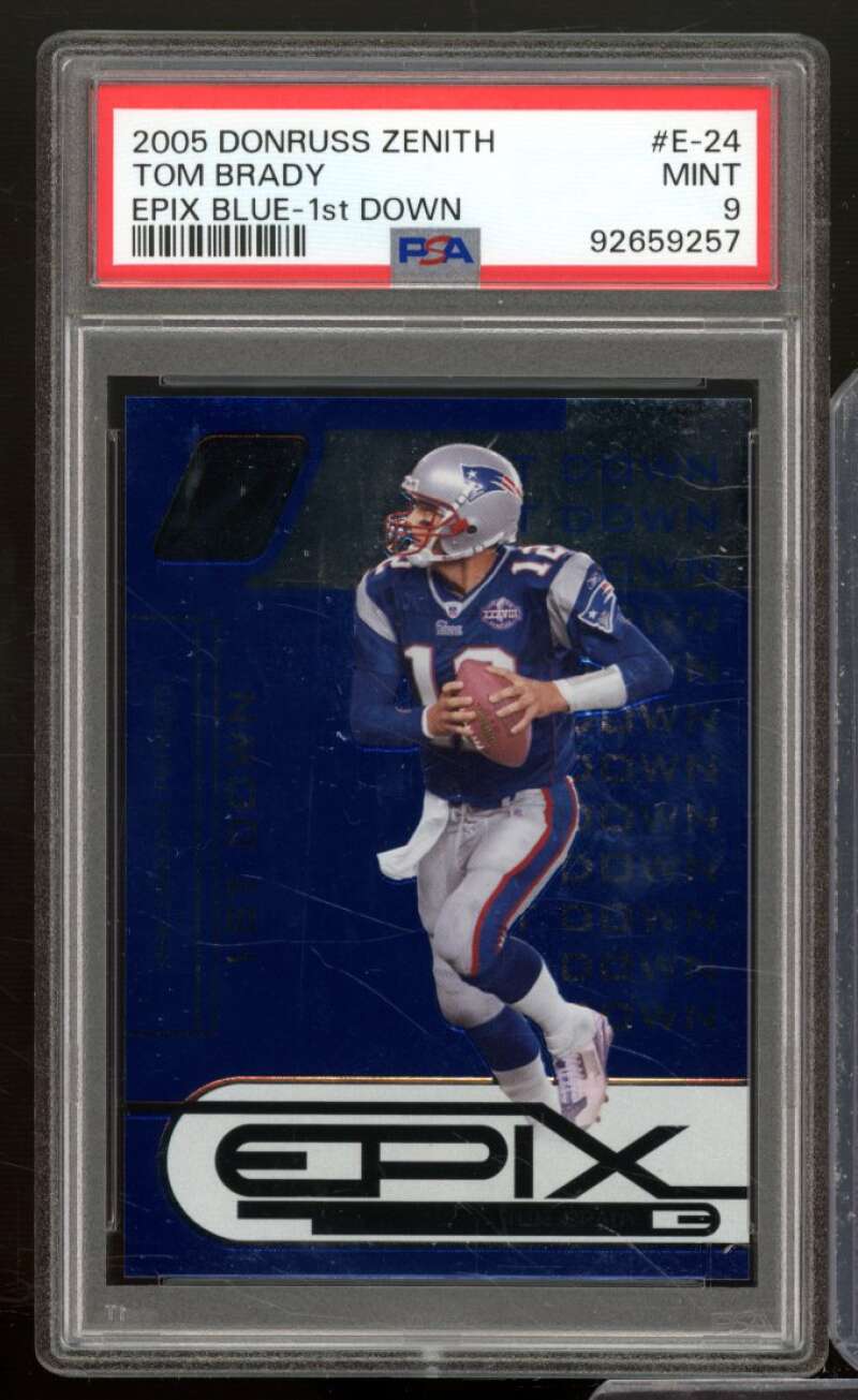 Tom Brady Card 2005 Donruss Zenith Epix Blue 1st Down (pop 14) #E-24 PSA 9 Image 1