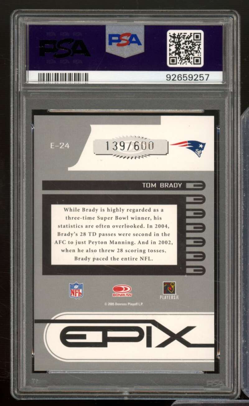 Tom Brady Card 2005 Donruss Zenith Epix Blue 1st Down (pop 14) #E-24 PSA 9 Image 2