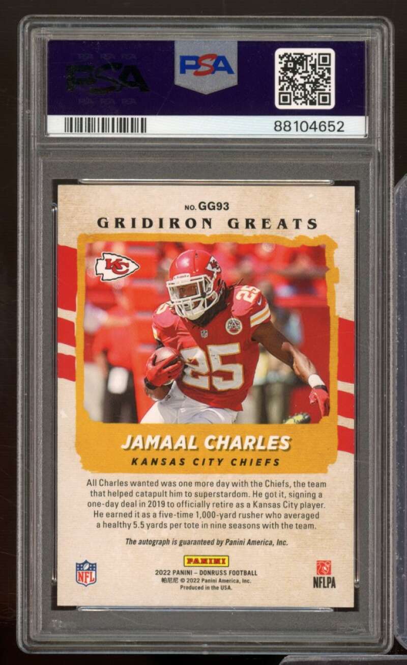 Jamaal Charles Card 2023 Absolute Gridiron Greats Autograph (pop 2) #GG93 PSA 9 Image 2