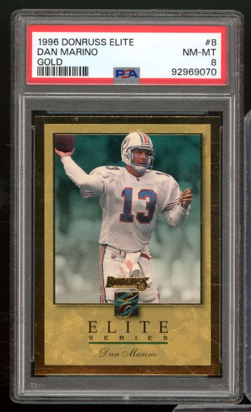 Dan Marino Card 1996 Donruss Elite Gold #8 (pop 1) PSA 8 Image 1