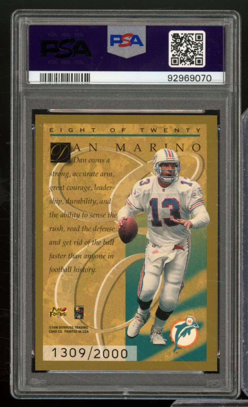 Dan Marino Card 1996 Donruss Elite Gold #8 (pop 1) PSA 8 Image 2