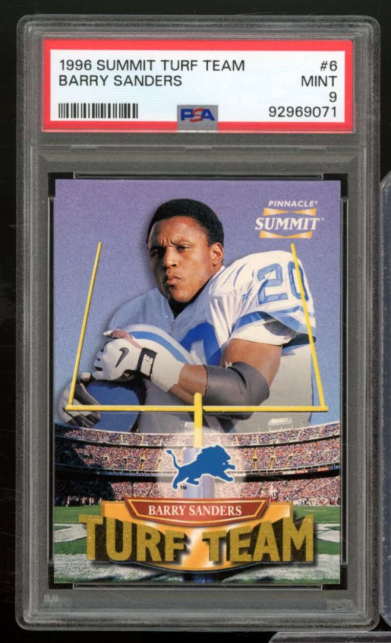 Barry Sanders Card 1996 Summit Turf Team #6 (pop 2) PSA 9 Image 1