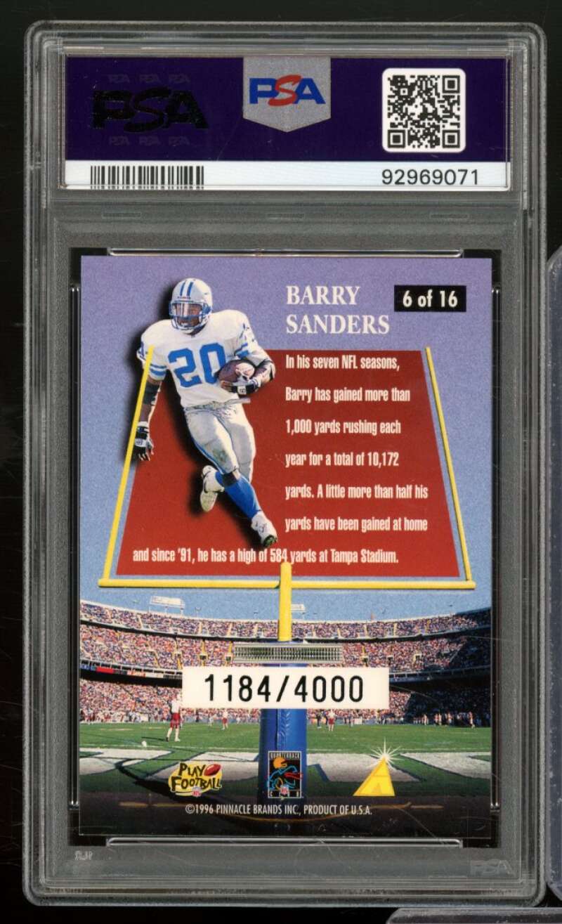 Barry Sanders Card 1996 Summit Turf Team #6 (pop 2) PSA 9 Image 2