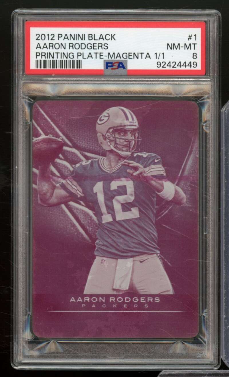 Aaron Rodgers 2012 Panini Black Printing Plate Magenta (Serial #d 1/1) #1 PSA 8 Image 1