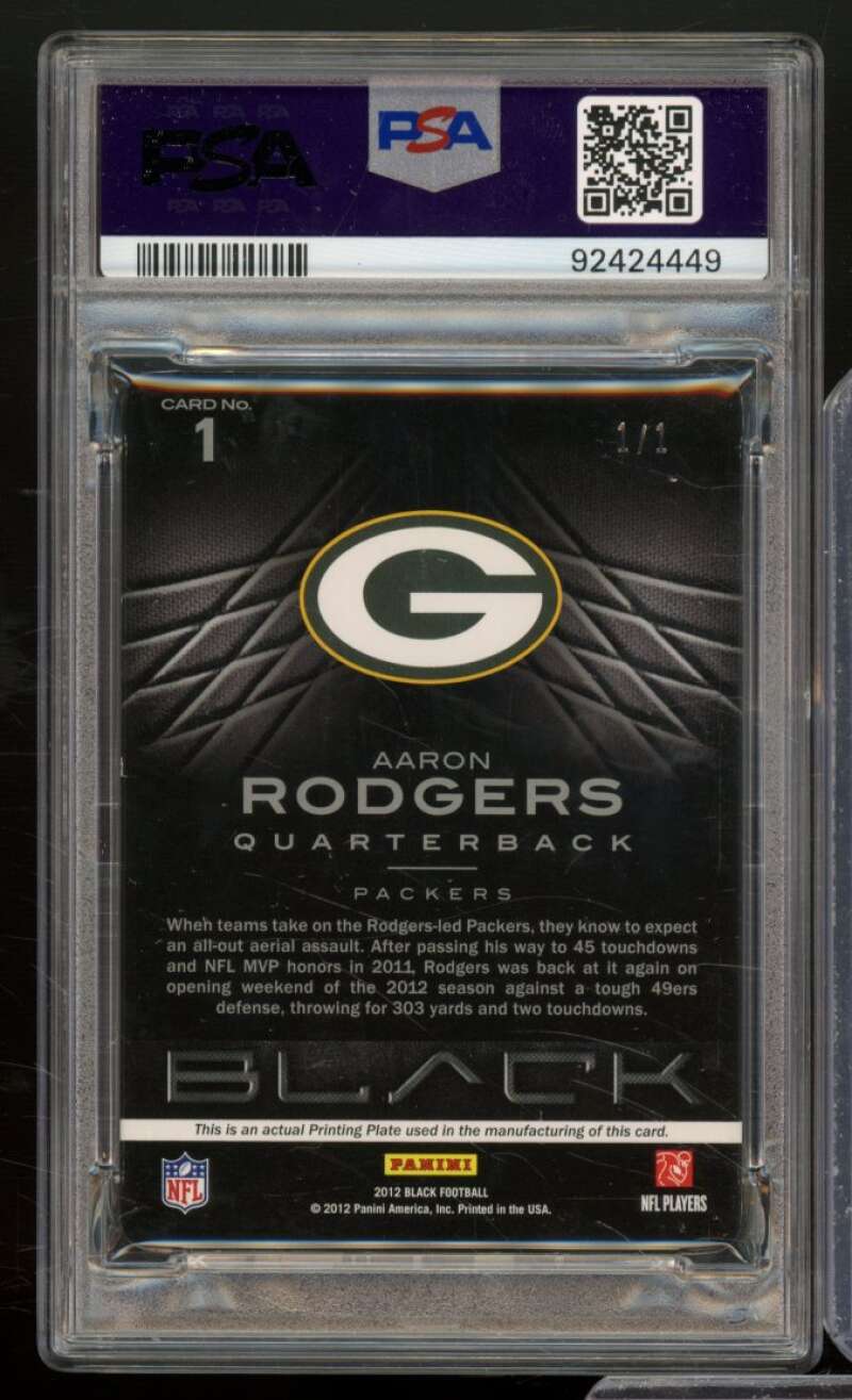 Aaron Rodgers 2012 Panini Black Printing Plate Magenta (Serial #d 1/1) #1 PSA 8 Image 2