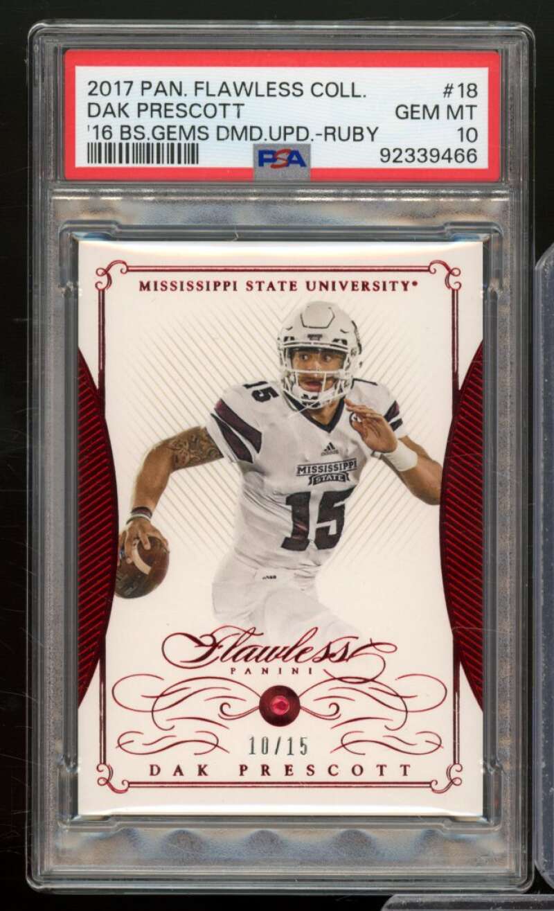 Dak Prescott 2017 Panini Flawless Collegiate Ruby (10/15) (pop 1) #18 PSA 10 Image 1