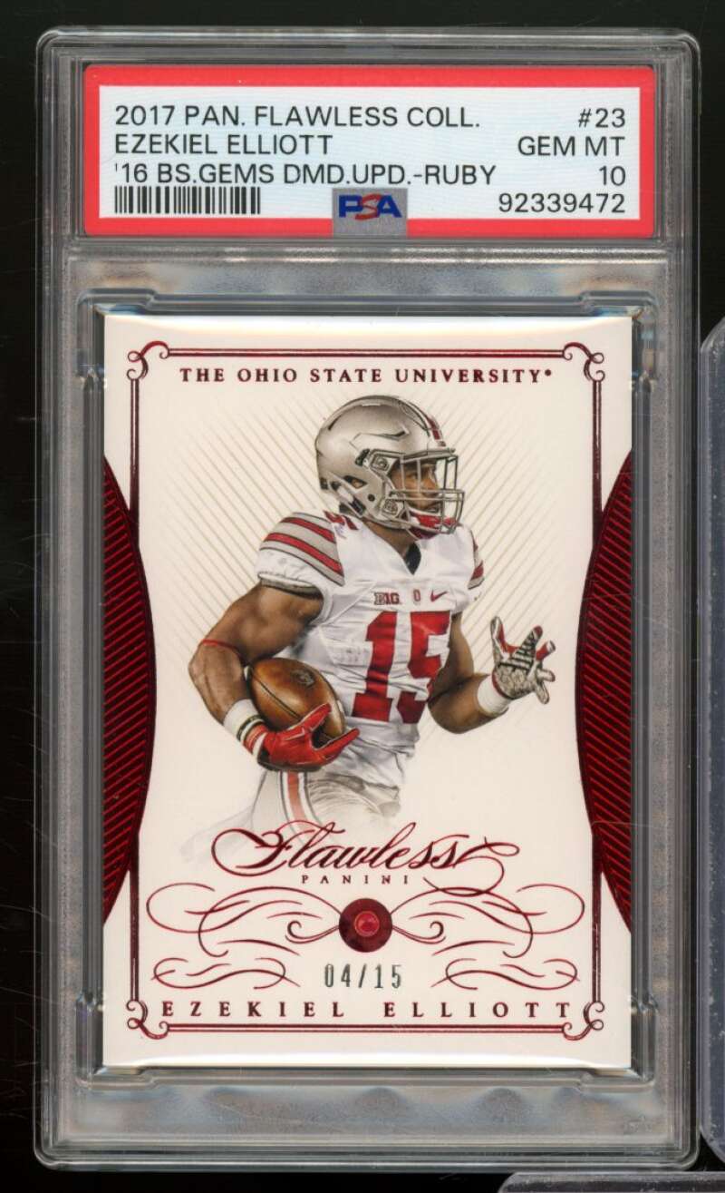 Ezekiel Elliott 2017 Panini Flawless Collegiate Ruby ((4/15) (pop 1) #23 PSA 10 Image 1