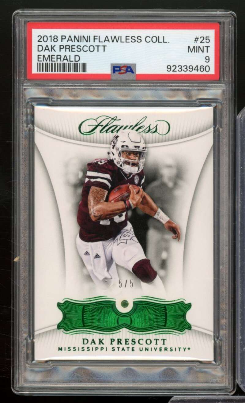 Dak Prescott 2018 Panini Flawless Collegiate Emerald #25 (5/5) (pop 1) PSA 9 Image 1