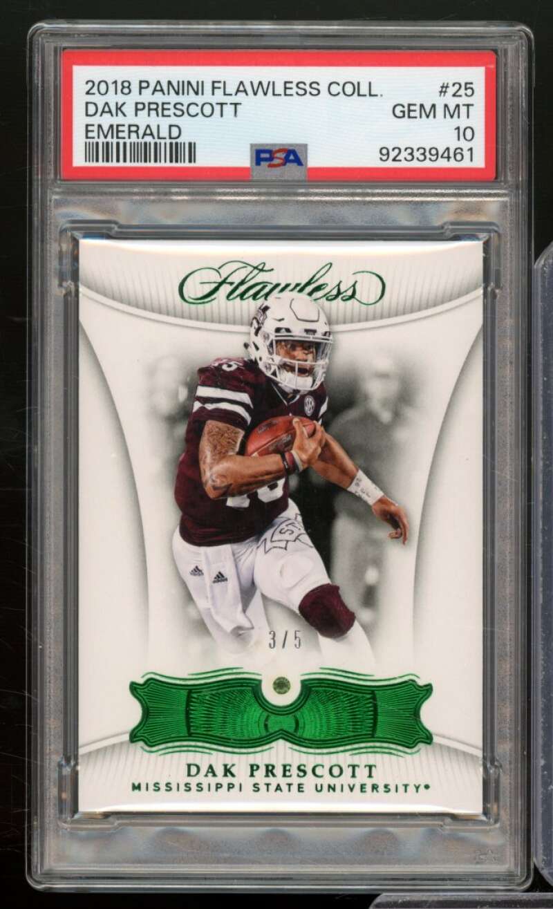 Dak Prescott 2018 Panini Flawless Collegiate Emerald #25 (3/5) (pop 1) PSA 10 Image 1