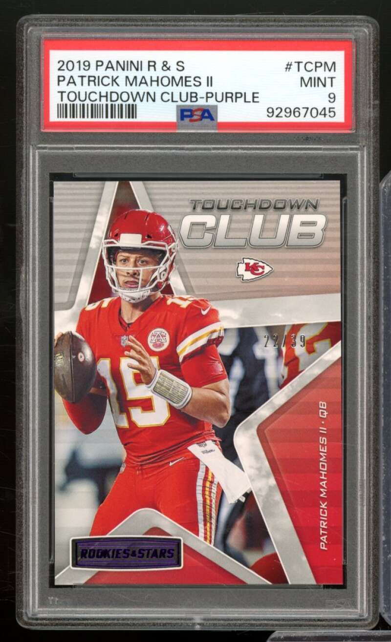 Patrick Mahomes 2019 Panini RS TD Club Purple (Ser #d 22/39) (pop 1) #TCPM PSA 9 Image 1