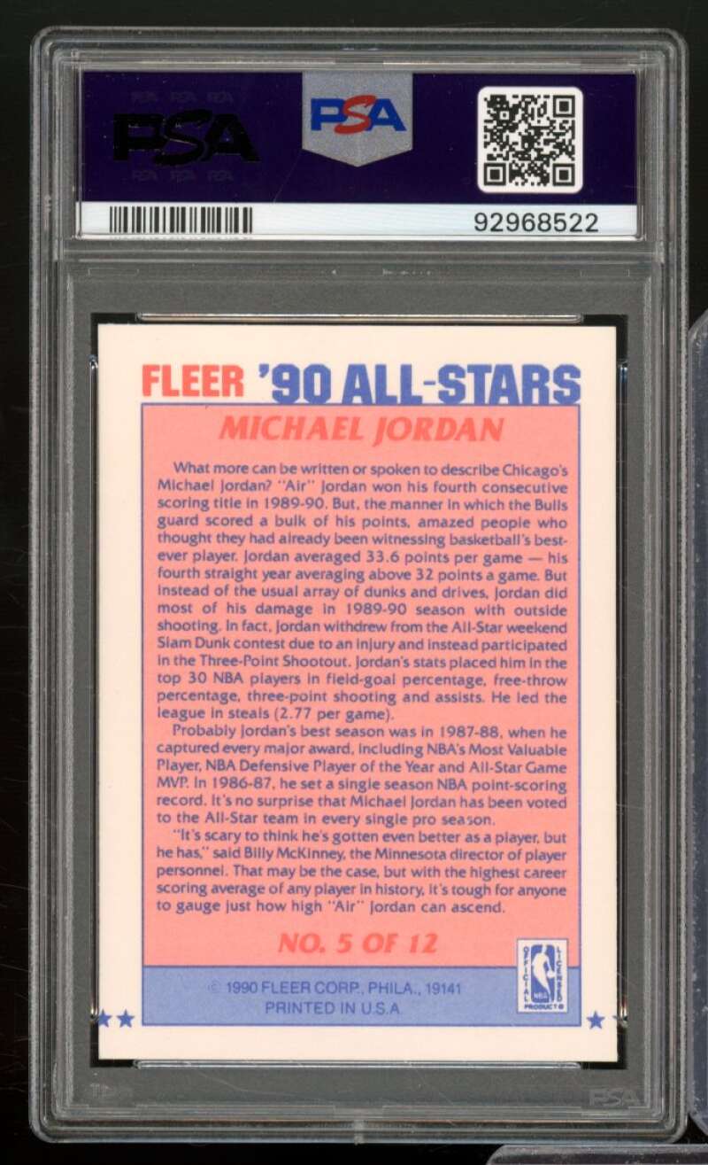 Michael Jordan Card 1990-91 Fleer All-Stars #5 PSA 8 Image 2