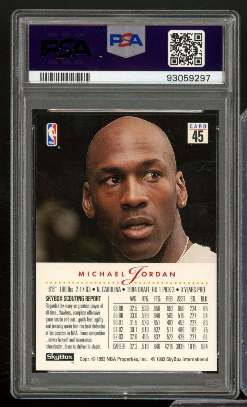 Michael Jordan Card 1993-94 Skybox Premium #45 PSA 8.5 Image 2