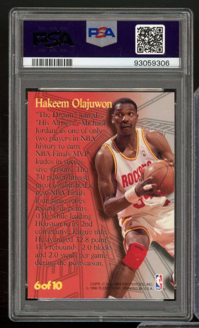 Akeem Olajuwon Card 1995-96 Metal Steel Tower #6 PSA 8 Image 2