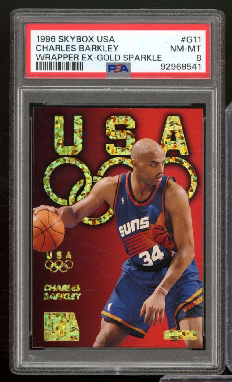 Charles Barkley Card 1996-97 Skybox USA Wrapper Exchange Gold Sparkle #G11 PSA 8 Image 1