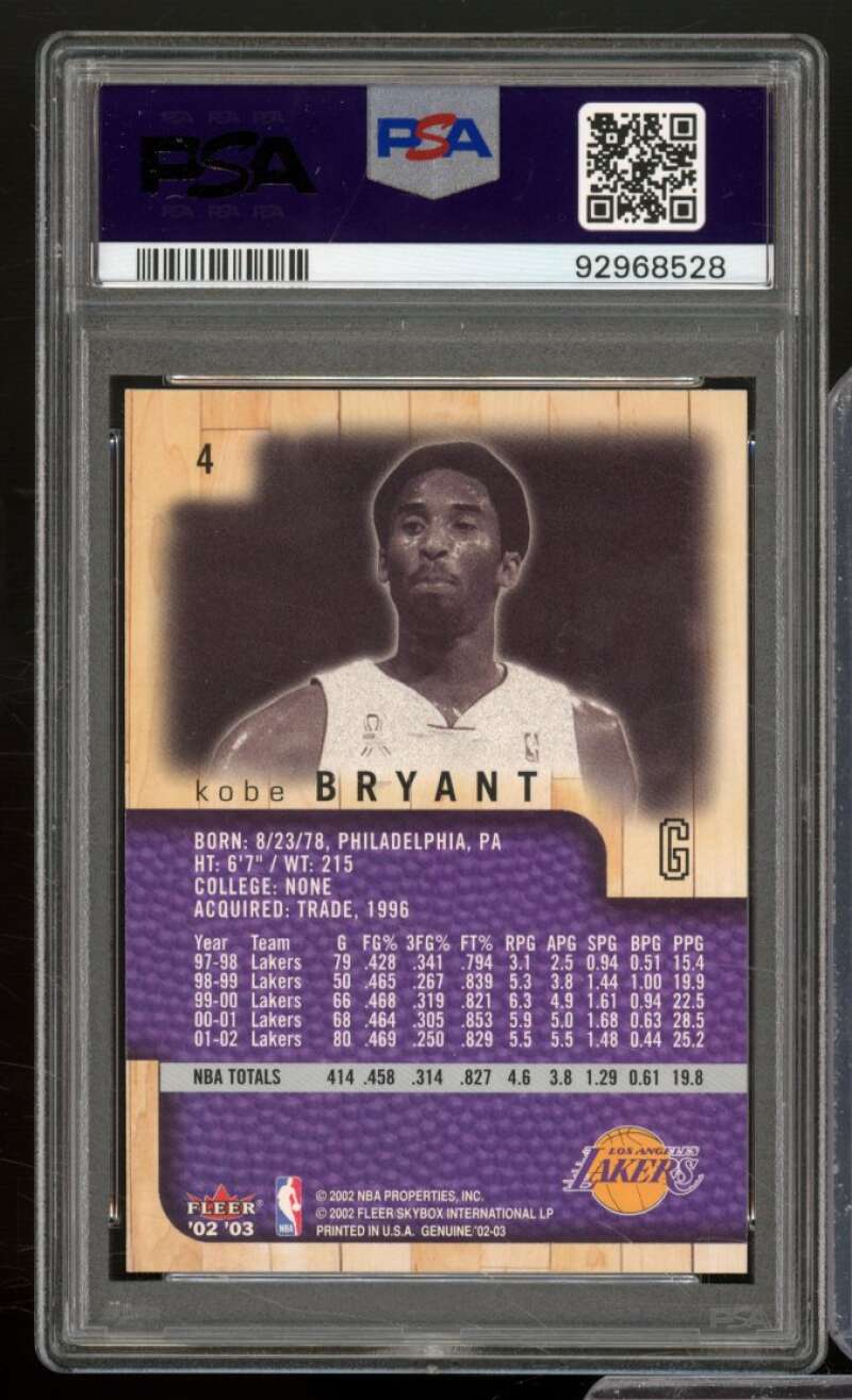 Kobe Bryant Card 2002-03 Fleer Genuine (pop 7) #4 PSA 9 Image 2