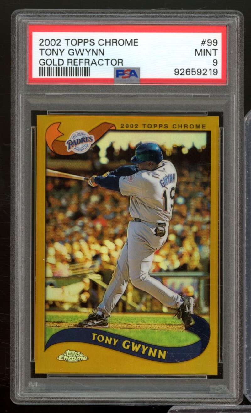 Tony Gwynn Card 2002 Topps Chrome Gold Refractor (pop 10) #99 PSA 9 Image 1