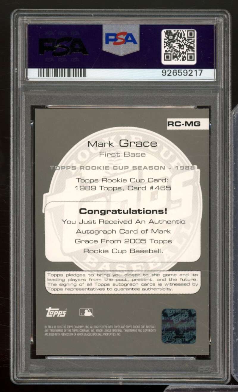 Mark Grace Card 2005 Topps Rookie Cup Autographs (pop 2) #RC-MG PSA 8 Image 2