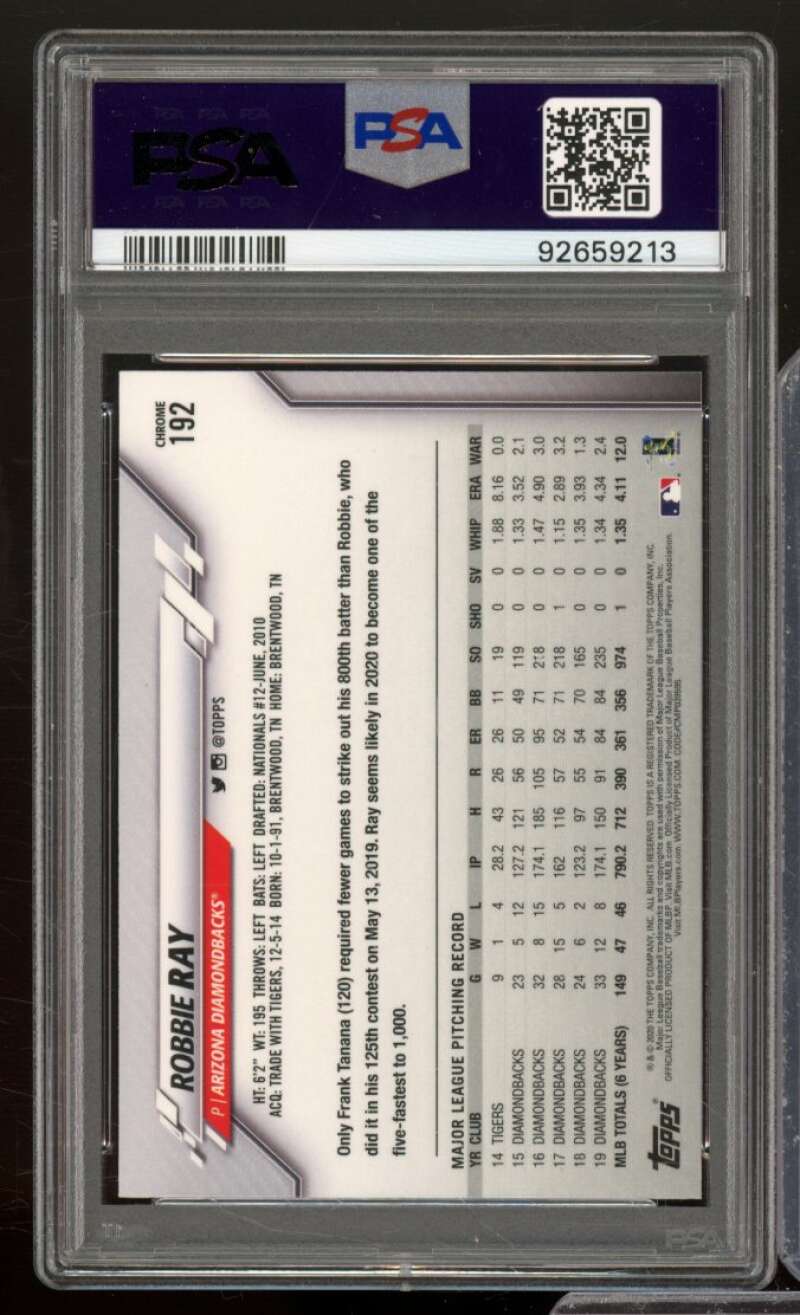 Robbie Ray 2023 Topps Archives Signature 2020 Topps Chrome (pop 1) #192 PSA 10 Image 2