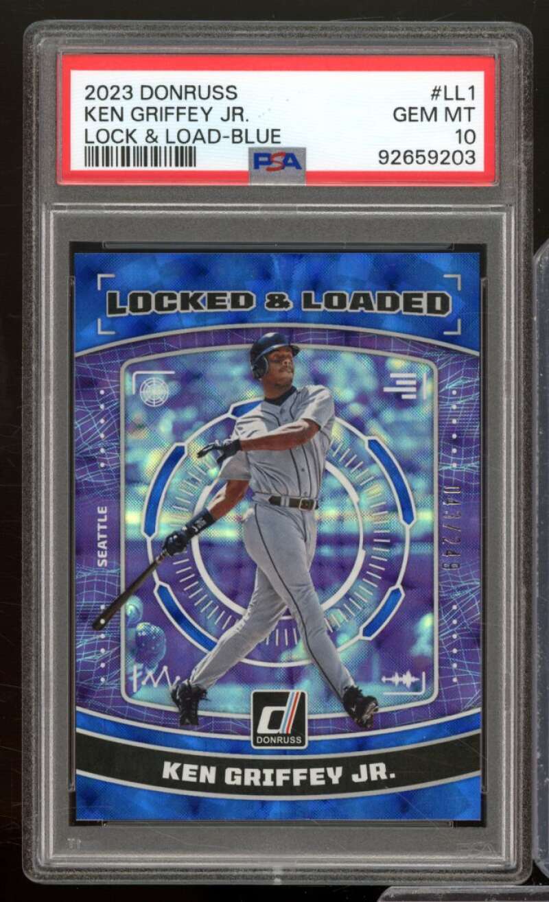 Ken Griffey Jr. Card 2023 Donruss Lock Load Blue (pop 10) #LL1 PSA 10 Image 1