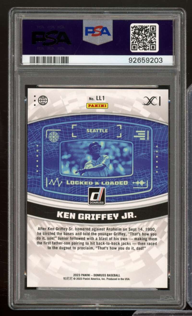 Ken Griffey Jr. Card 2023 Donruss Lock Load Blue (pop 10) #LL1 PSA 10 Image 2