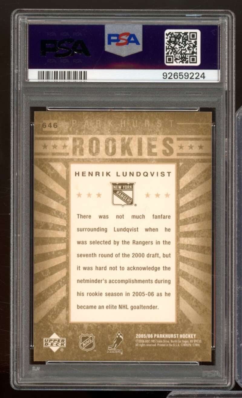 Henrik Lundqvist Card 2005-06 Parkhurst #646 PSA 9 Image 2