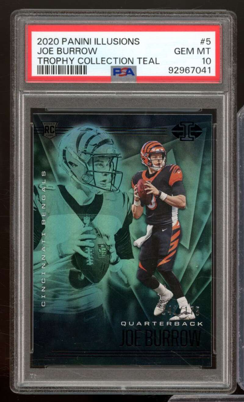 Joe Burrow Rookie Card 2020 Panini Illusions Trophy Teal #5 (pop 10) PSA 10 Image 1