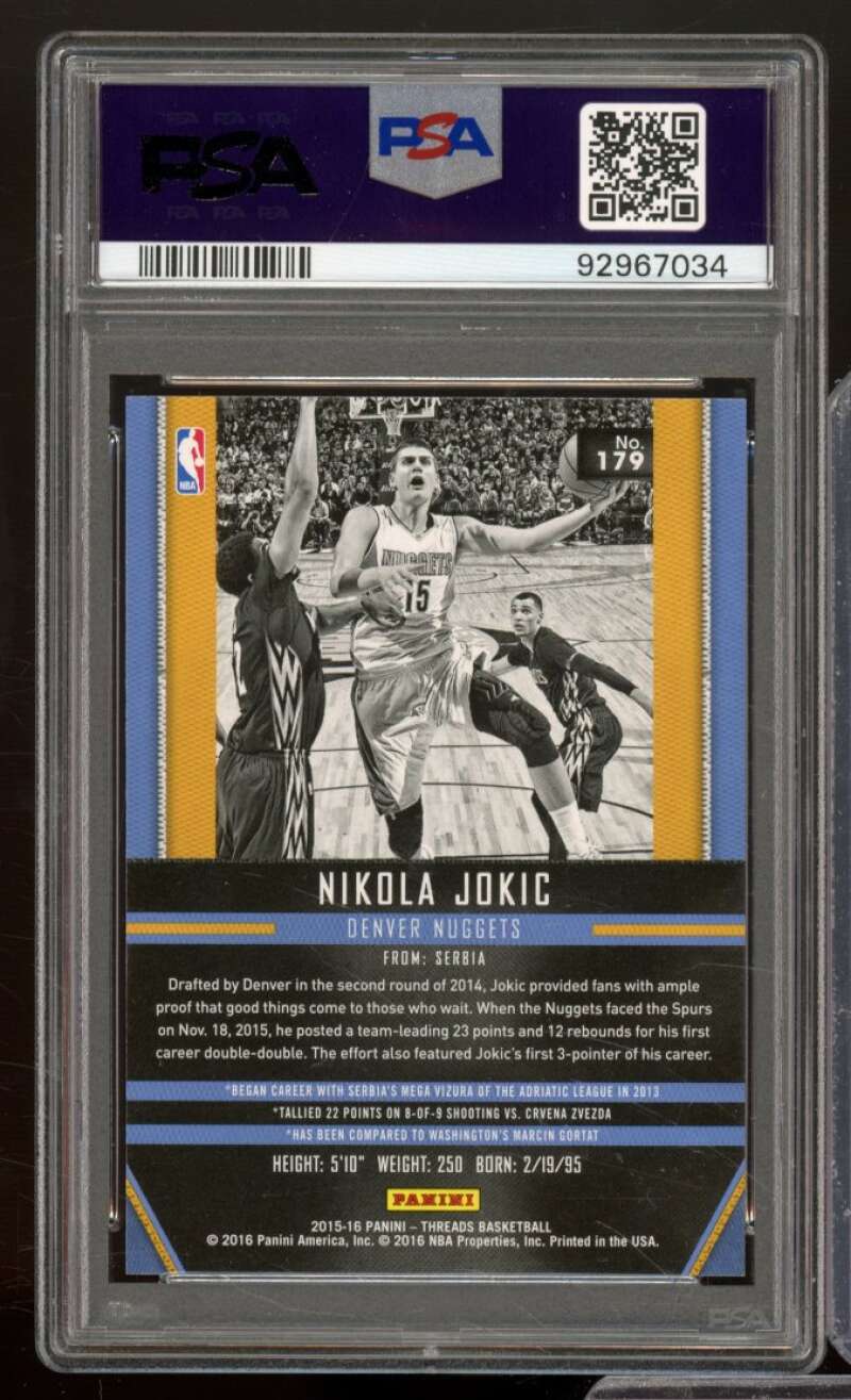 Nikola Jokic Rookie Card 2015-16 Panini Threads (pop 10) #179 PSA 10 Image 2