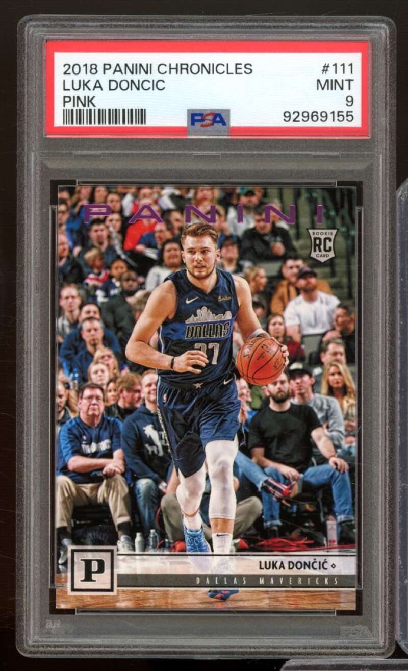 Luka Doncic Rookie Card 2018-19 Panini Chronicles Pink #111 PSA 9 Image 1