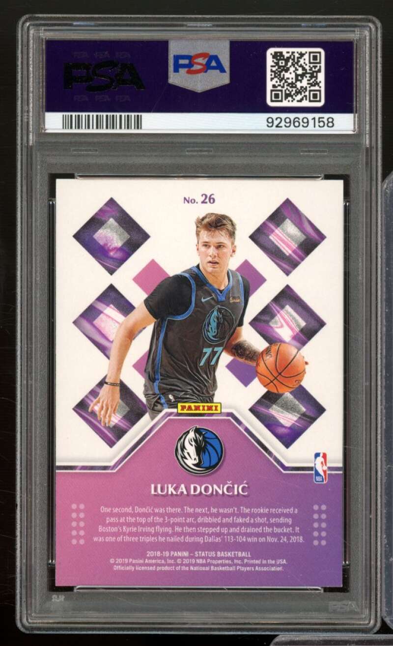 Luka Doncic Rookie Card 2018-19 Panini Status Rookie Credentials #26 PSA 10 Image 2