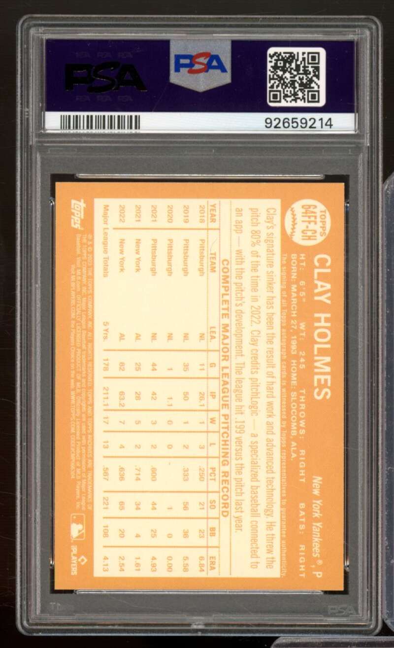 Clay Holmes Card 2023 Topps Archives Fan Favorites Autograph #64 PSA 8 Image 2