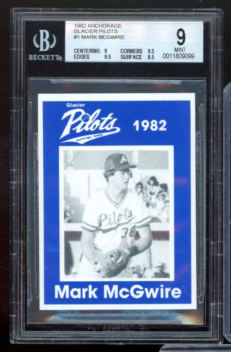 Mark McGwire Rooke Card 1982 Anchorage Glacier Pilots #1 BGS 9 Image 1