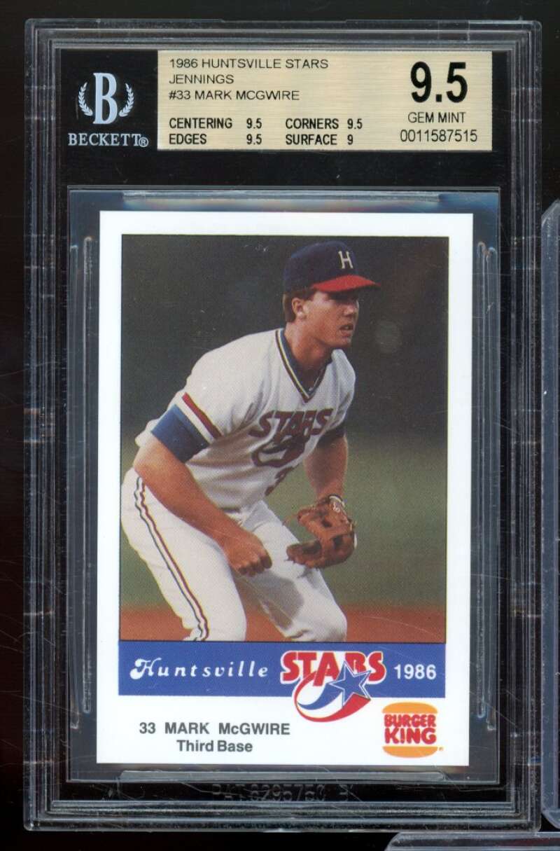 Mark McGwire Rookie Card 1986 Huntsville Stars Jennings #33 BGS 9.5 Image 1