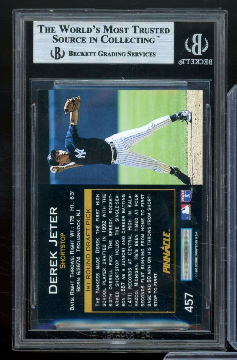 Derek Jeter Rookie Card 1993 Pinnacle #457 BGS 9 Image 2