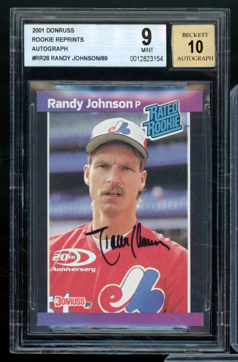 Randy Johnson Card 2001 Donruss Rookie Reprints Autograph #RR28 BGS 9 Image 1