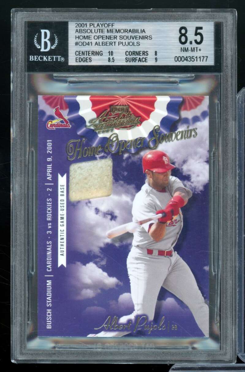 Albert Pujols Rookie 2001 Playoff Absolute Mem Home Opener Souvenirs #41 BGS 8.5 Image 1