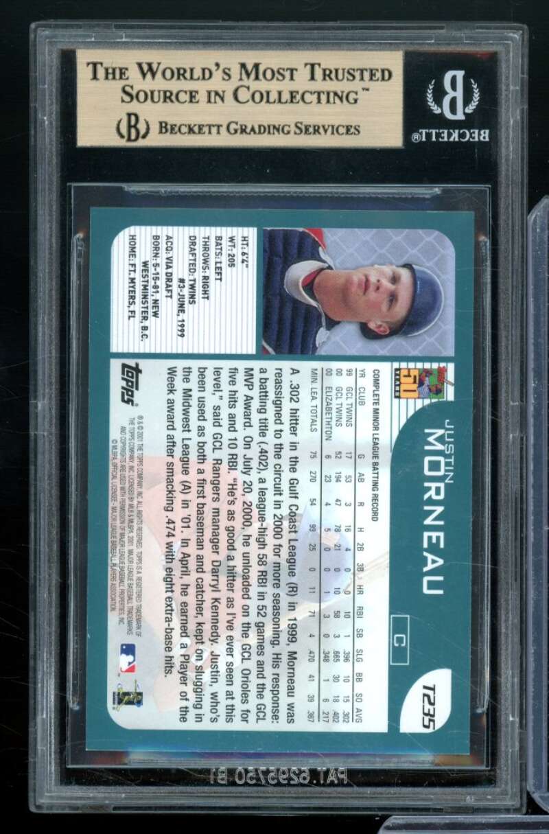 Justin Morneau Rookie Card 2001 Topps Traded #T235 BGS 9.5 Image 2