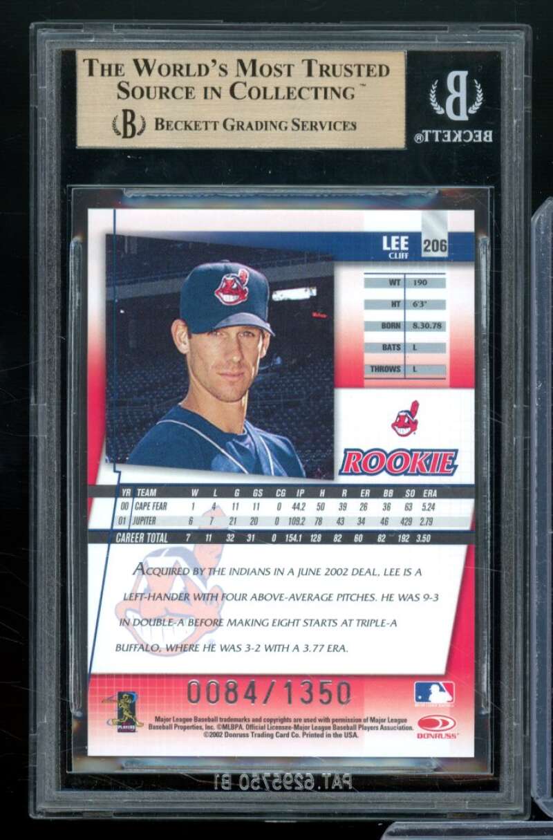 Cliff Lee Rookie Card 2002 Best Of Fan Club #U206 BGS 9.5 Image 2