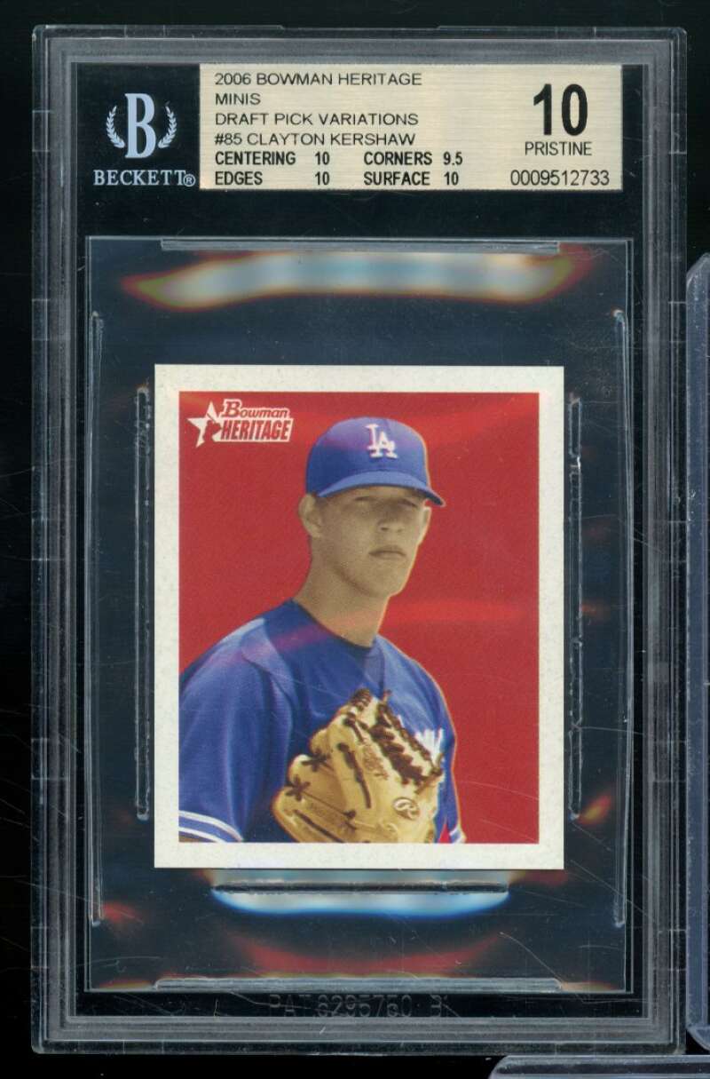 Clayton Kershaw RC 2006 Bowman Heritage Mini DP Variations #85 (PRISTINE) BGS 10 Image 1