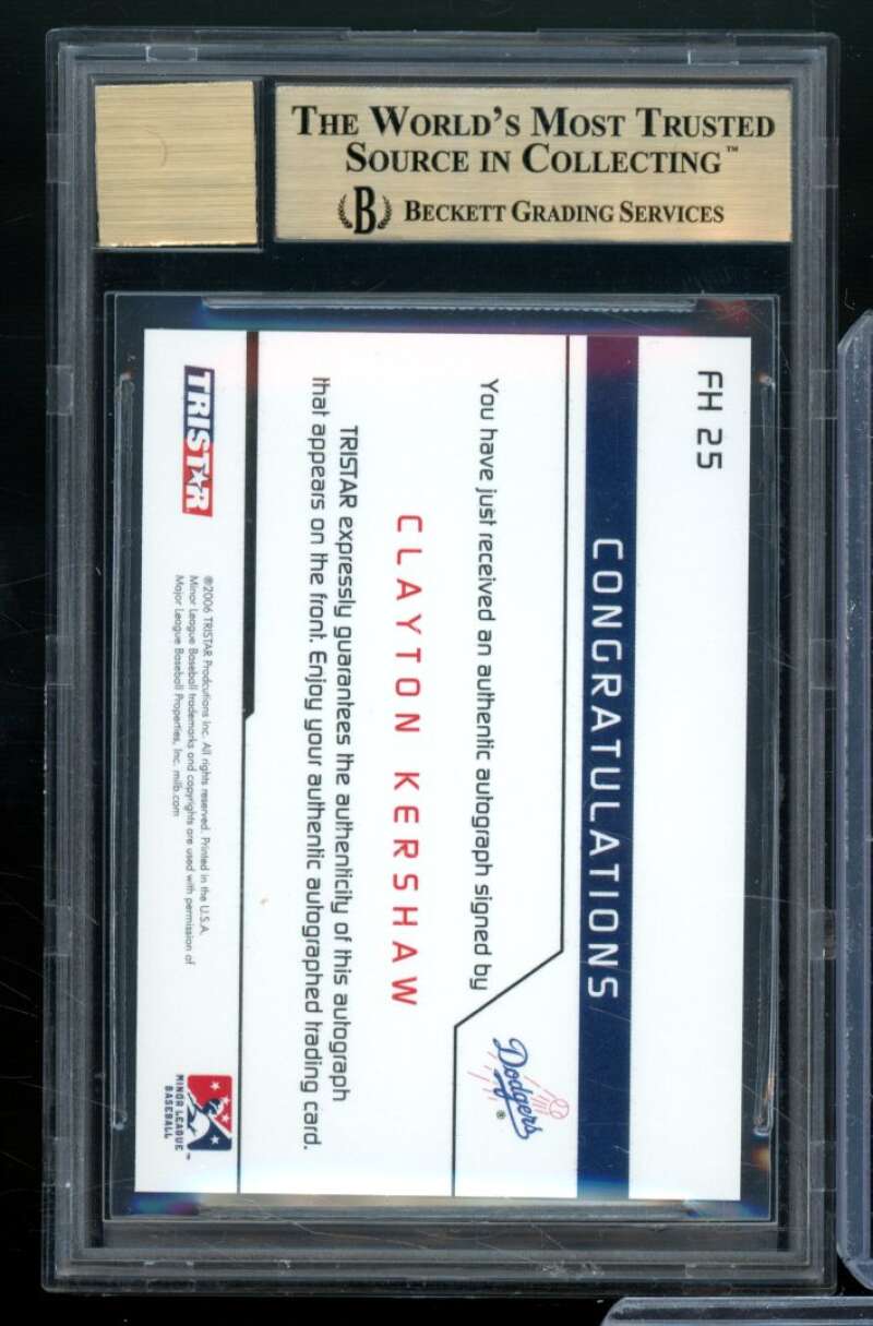 Clayton Kershaw Rookie Card 2006 Tristar Prospects Plus Farm Hands #25 BGS 9.5 Image 2