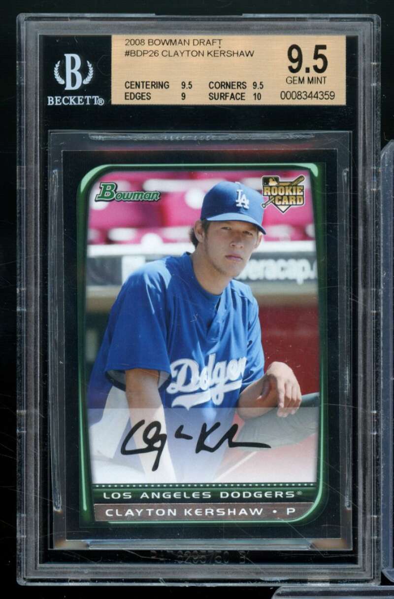 Clayton Kershaw Rookie Card 2008 Bowman Draft #BDP26 BGS 9.5 Image 1