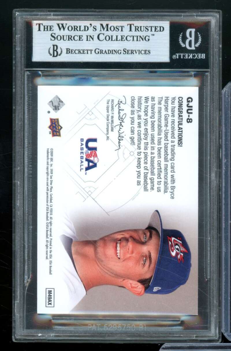 Bryce Harper Rookie Card 2009 UD Signature Stars UD Game Jersey #8 BGS 9 Image 2