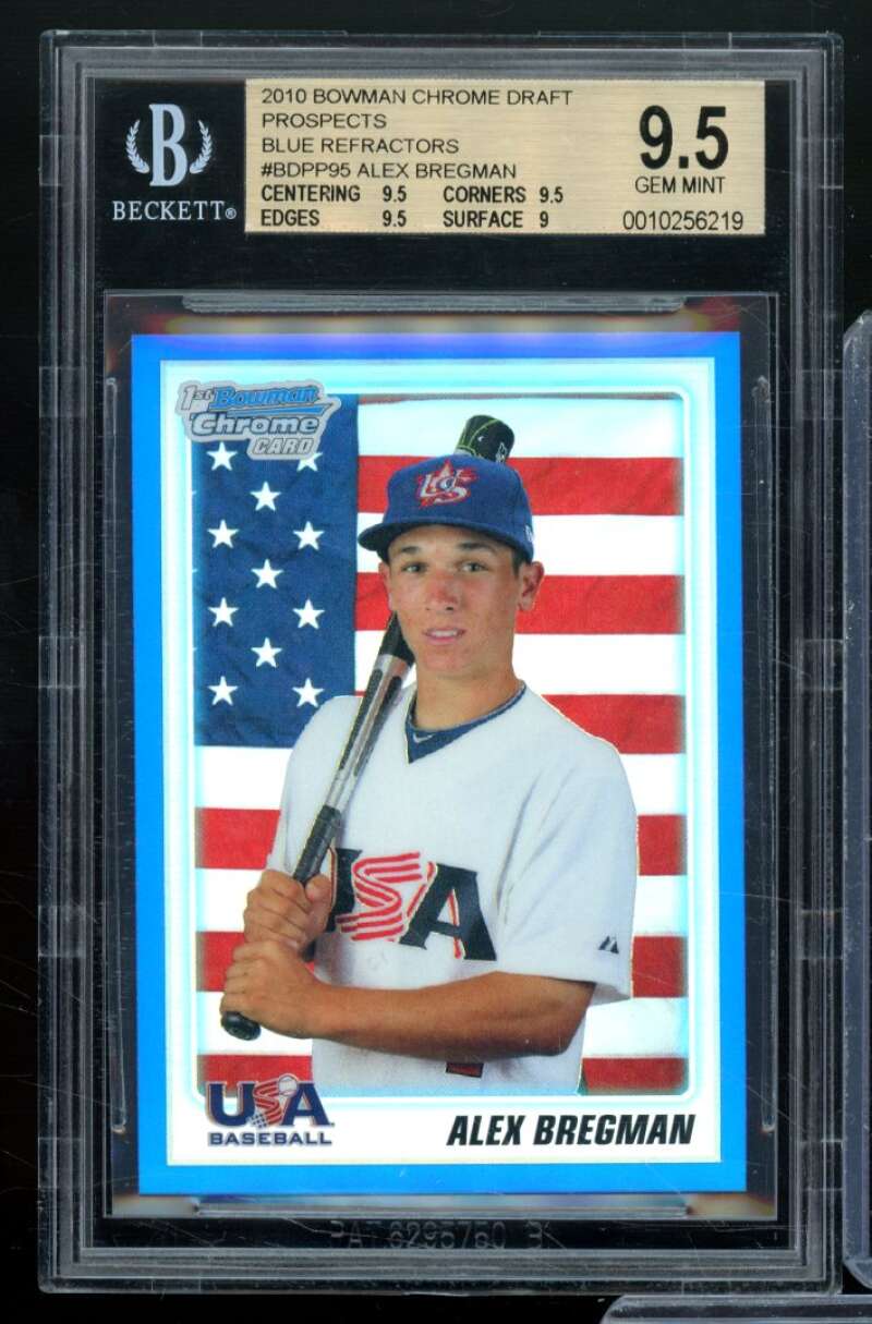 Alex Bregman Rookie 2010 Bowman Chrome Draft Blue Refractors #BDPP95 BGS 9.5 Image 1