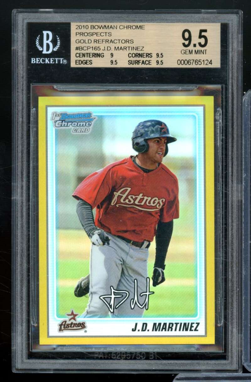 J.D Martinez Rookie 2010 Bowman Chrome Prospects Gold Refractors #Bcp165 BGS 9.5 Image 1