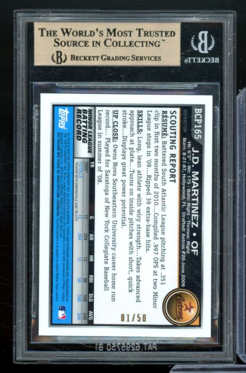 J.D Martinez Rookie 2010 Bowman Chrome Prospects Gold Refractors #Bcp165 BGS 9.5 Image 2