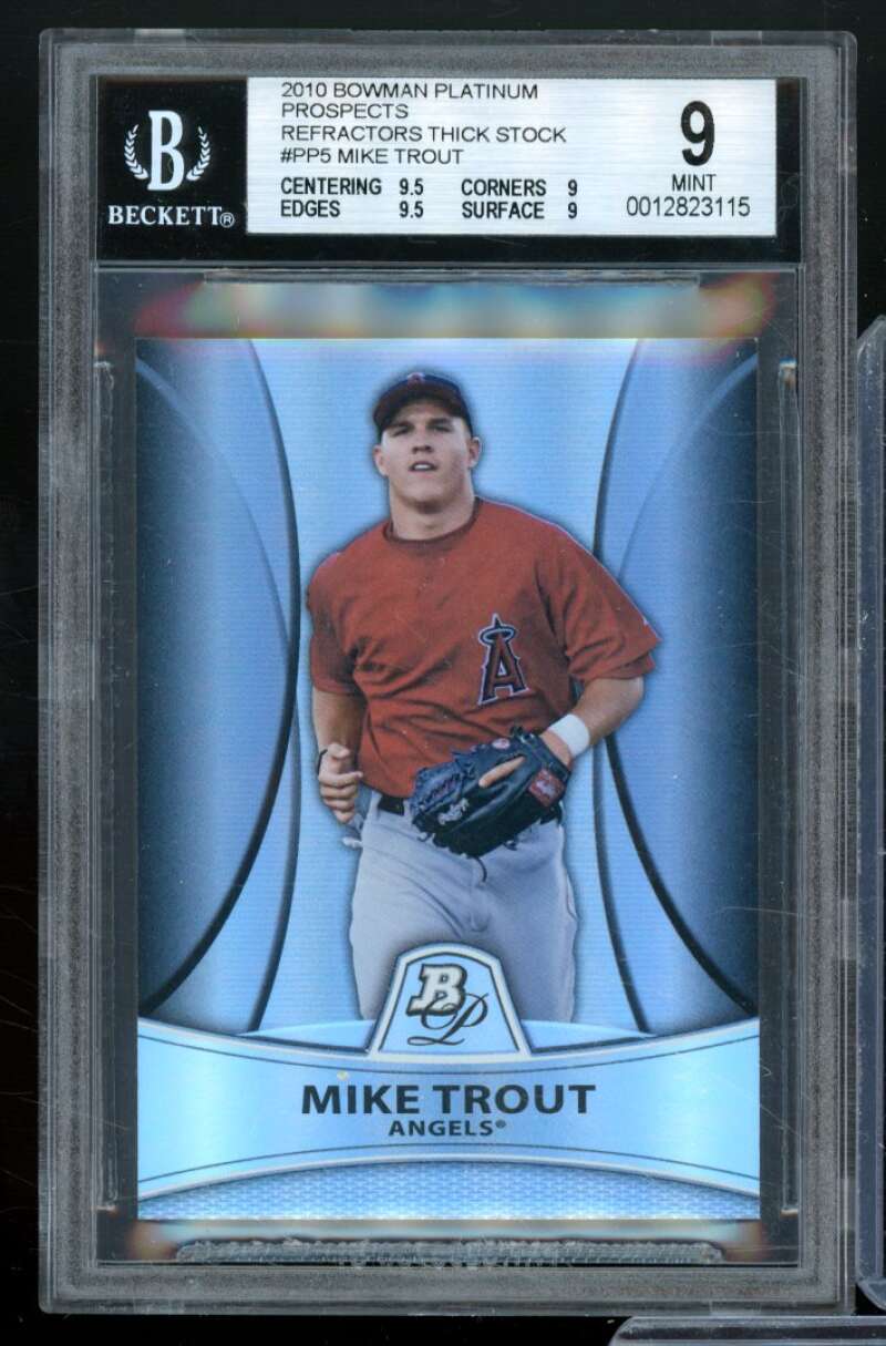 Mike Trout Rookie 2010 Bowman Platinum Prospects Refractors Thick #PP5 BGS 9 Image 1