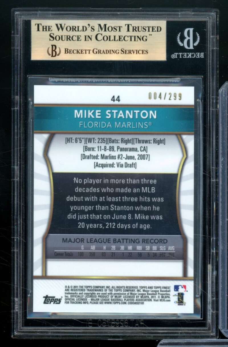 Mike Stanton Card 2011 Finest X-Fractors #44 BGS 9.5 Image 2