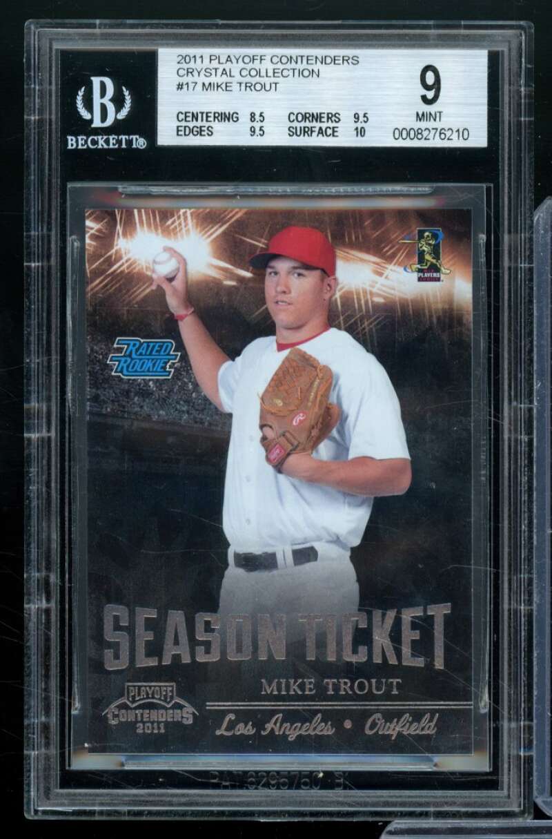 Mike Trout Rookie Card 2011 Playoff Contenders Crystal Collection #17 BGS 9 Image 1