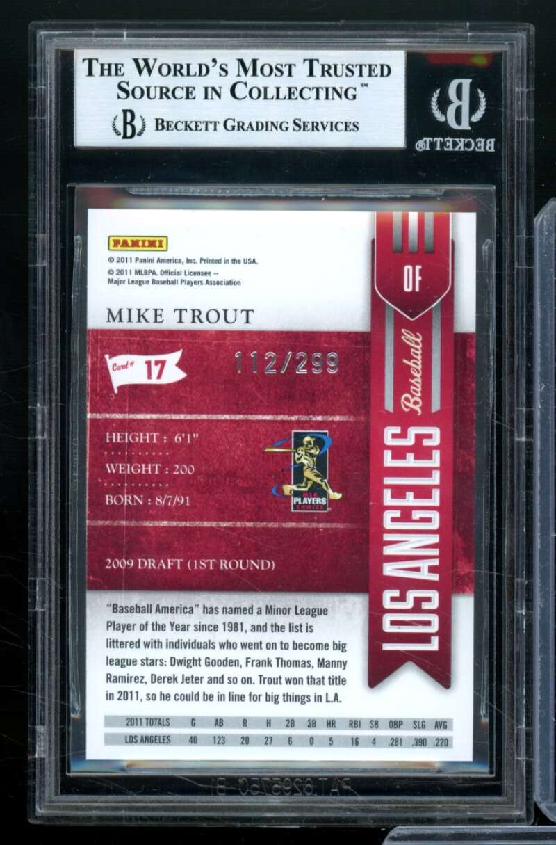 Mike Trout Rookie Card 2011 Playoff Contenders Crystal Collection #17 BGS 9 Image 2