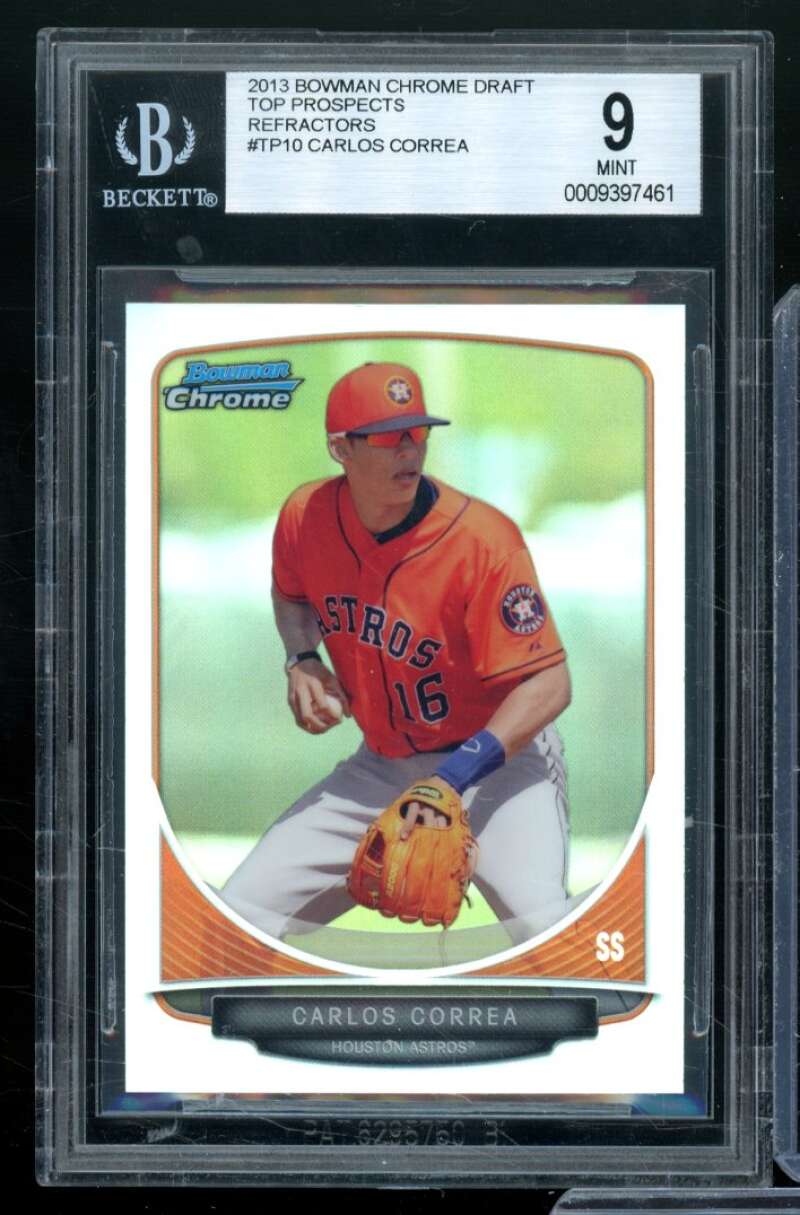 Carlos Correa Rookie Card 2013 Bowman Chrome Draft TP Refractors #TP10 BGS 9 Image 1