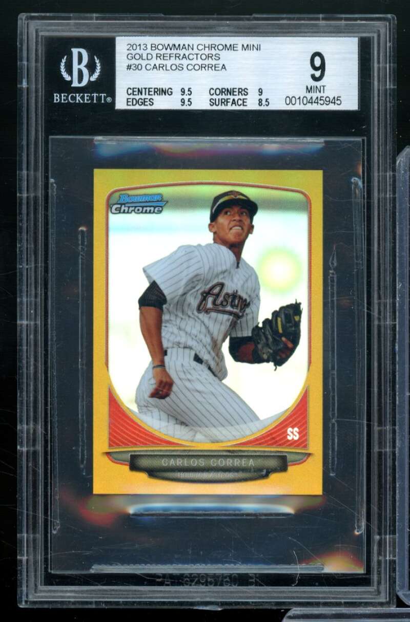 Carlos Correa Rookie Card 2013 Bowman Chrome Mini Gold Refractors #30 BGS 9 Image 1